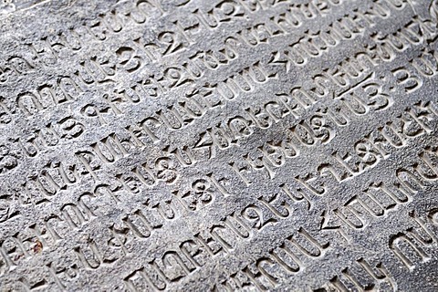 Armenian inscription on stone, Matenadaran Museum, Yerevan, Jerewan, Armenia, Asia