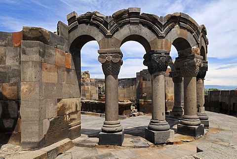 Ruin of the Zvartnots, Zwartnots temple or Cathedral of St. Gregory, UNESCO World Heritage Site, Armenia, Asia