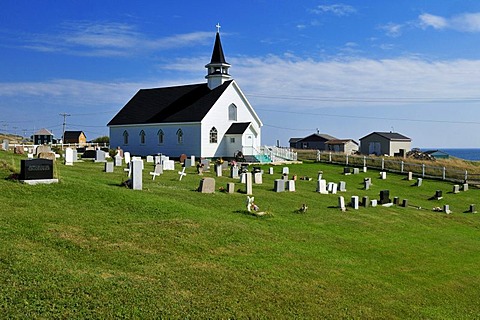 Small Anglikan church of Ile d'Entree, Entry Island, Iles de la Madeleine, Magdalen Islands, Quebec Maritime, Canada, North America