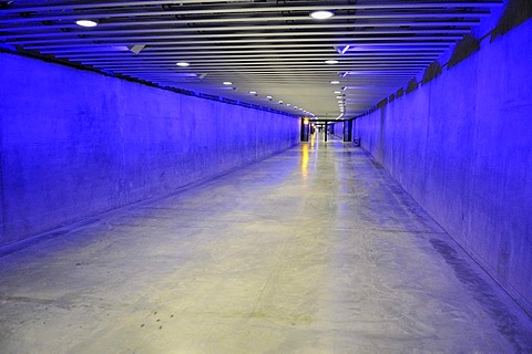 Illuminated pedestrian tunnel, walkway in the underground city of Montreal, Quebec, Canada, North America