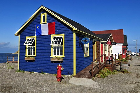 Typical wooden house in La Grave, Ile du Havre Aubert, Iles de la Madeleine, Magdalen Islands, Quebec Maritime, Canada, North America