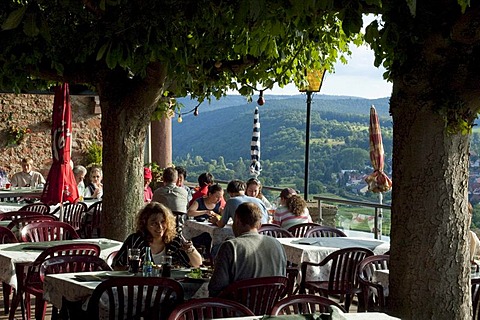 Schlossterrasse beer garden Klingenberg am Main, Bavaria, Germany, Europe