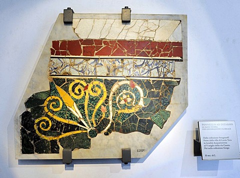 Mosaic fragments in opus sectile technique, Palazzo Massimo, National Museum of Rome, Lazio, Italy, Europe