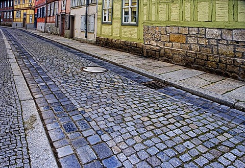 Alley in Quedlinburg, Harz region, Saxony-Anhalt, Germany, Europe