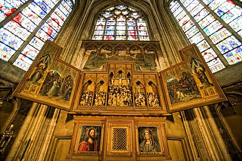 Altarpiece, triptych, Sint Salvatorskathedraal, St. Salvator in Bruges, West Flanders, Belgium, Europe