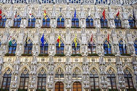 Gothic Town Hall of Leuven at Grote Markt square, Belgium, Europe