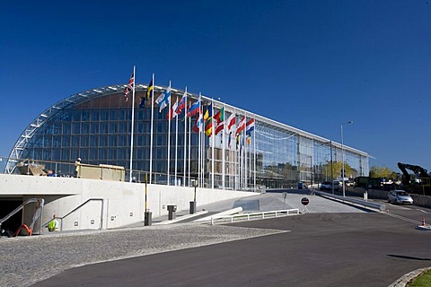 International flags, European Investment Bank EIB, Kirchberg quarter, Europe District, Luxembourg, Europe