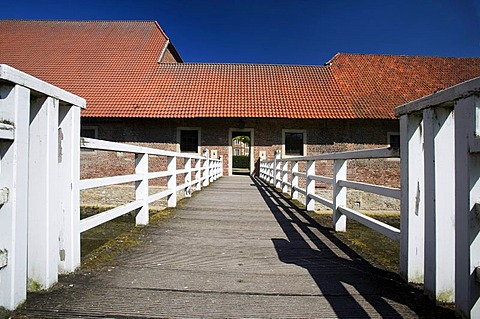 Adjoining building of Huelshoff Castle, Havixbeck, Muensterland, North Rhine-Westphalia, Germany, Europe