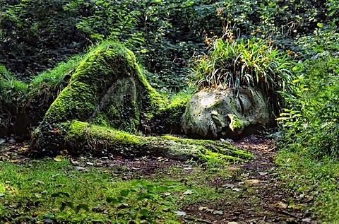 Spirit of the Wood as a garden sculpture, Heligan, Lost Gardens of Heligan, Cornwall, United Kingdom