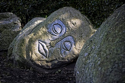 The "Steinkreis", stone circle, piece of art by Anatol Herzfeld, Museum Island Hombroich open-air museum, Neuss, North Rhine-Westphalia, Germany, Europe