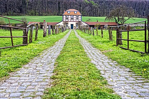 The Kutscherhaus coachmen's cottage on the Laves-Kulturpfad cultural trail in Derneburg in Hildesheim, Lower Saxony, Germany, Europe