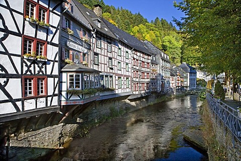 Townscape of Monschau on the Rur river, Eifel, North Rhine-Westphalia, Germany, Europa