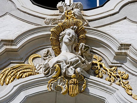 Architectural sculptures at the Kurfuerstliches Palais, Palace of Trier, Trier, Rhineland-Palatinate, Germany, Europe