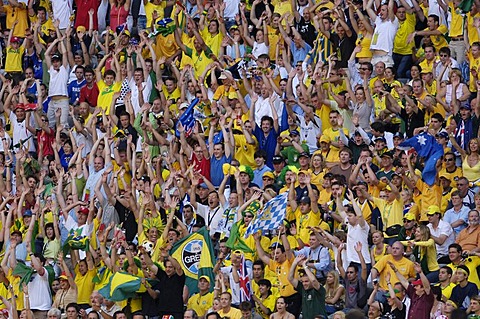 Brazilian soccer fans doing the wave at the World Cup 2006 in Germany