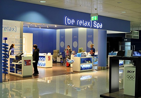 Wellness spa, duty-free zone, Franz Josef Strauss Airport Munich, Bavaria, Germany, Europe