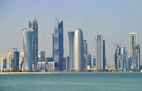 Skyline of Doha, Qatar, Persian Gulf, Middle East, Asia