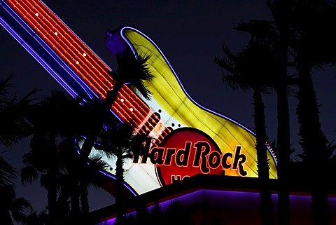 Guitar of the Hard Rock hotel on the Paradise Road, detail, Las Vegas, USA