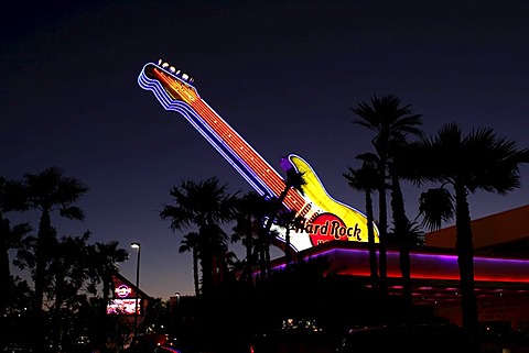 Guitar of the Hard Rock hotel on the Paradise Road, Las Vegas, USA