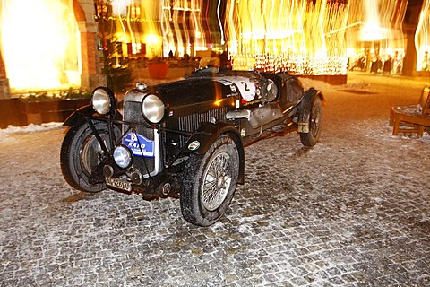 Lagonda M35 Rapide Le Mans, built in 1934, Winter Raid 2010 classic car rally, Switzerland, arriving in front of the casino in the pedestrian zone of Garmisch-Partenkirchen, Bavaria, Germany, Europe