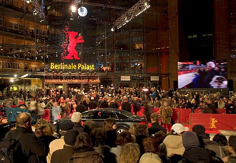 Red carpet at the Berlinale or Berlin Film Festival, Berlinale Palast musical theater on Potsdamer Platz square, Tiergarten, Berlin, Germany, Europe