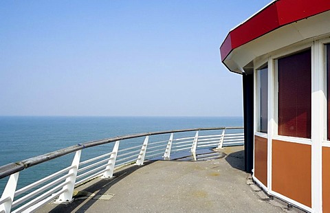 Cloudless sky over the sea, view from the pier, Scheveningen seaside resort, The Hague, South Holland, Netherlands, Europe