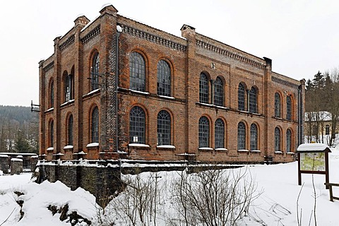 Carlswerk Museum in winter, former machine factory, Maegdesprung, Harzgerode, Harz, Saxony-Anhalt, Germany, Europe