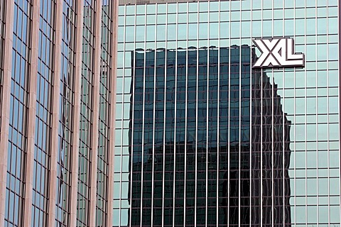 Modern buildings, details, downtown Hartford, New England USA