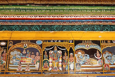 Mural art in the Srivilliputhur Andal temple, Srivilliputtur, Tamil Nadu, Tamilnadu, South India, India, Asia