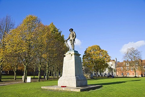 Kings Royal Rifle Corps war memorial in the grounds of Winchester Cathedral, Winchester, Hampshire, England, United Kingdom, Europe