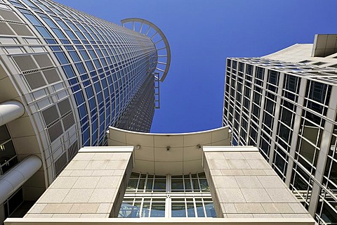 The 208-meter-high Westend Tower skyscraper, also called the Kronenhochhaus building, in the financial district, headquarters of the DZ Bank, Frankfurt am Main, Hesse, Germany, Europe's