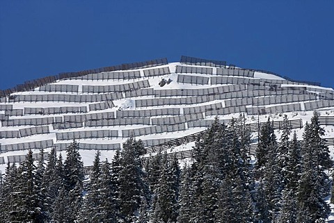 Wooden fences, protection from snow avalanches and snow drifts, Austria, Europe