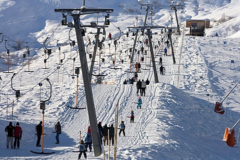 Drag lift, Pankrazberg, Hochfuegen, Modau, Tyrol, Austria, Europe