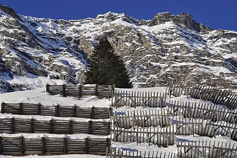 Avalanche protection on Maloja Pass, Bregaglia, Grisons, Switzerland, Europe