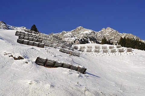 Avalanche protection on Maloja Pass, Bregaglia, Grisons, Switzerland, Europe