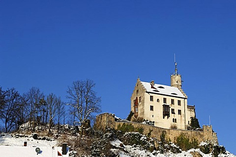 Burg Goessweinstein castle, first documented in 1076, redesigned in the Neo-Gothic style around 1890, Goessweinstein, Upper Franconia, Bavaria, Germany, Europe