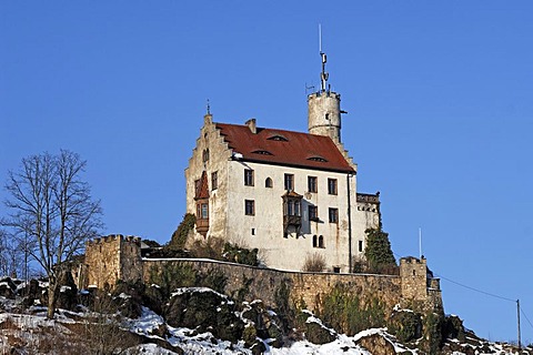 Burg Goessweinstein castle, 1076, remodeled in 1890 in the Neo-Gothic style, Goessweinstein, Upper Franconia, Bavaria, Germany, Europe