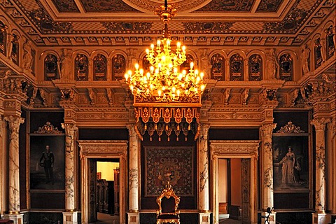 Throne room, built in 1856 in the Berlin neo-Renaissance style, Schweriner Schloss castle, built from 1845 to 1857, romantic historicism, Lennestrasse 1, Schwerin, Mecklenburg-Western Pomerania, Germany, Europe