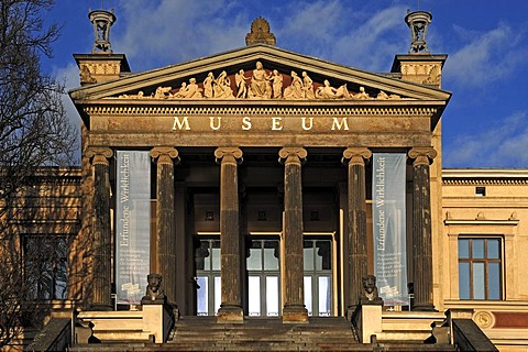 Staatliches Museum Schwerin, State Museum against blue sky with clouds, inaugurated in 1882, neo-classical style, Alter Garten, Schwerin, Mecklenburg-Western Pomerania, Germany, Europe