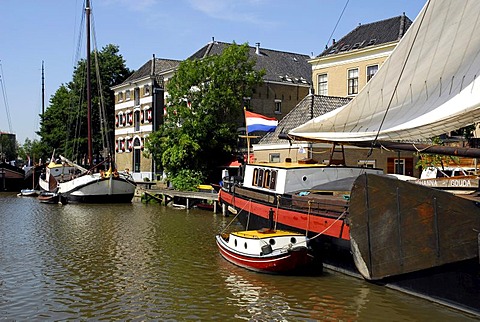 Traditional sailing ships in the harbor, Binnenhaven, Gouda, Zuid-Holland, South Holland, the Netherlands, Europe