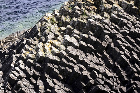 Basalt formations on Staffa island, Inner Hebrides island, Scotland, United Kingdom, Europe