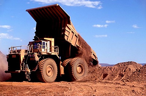 Haulpak truck, Hamersley iron ore mine, Tom Price, Pilbara, Western Australia, Australia