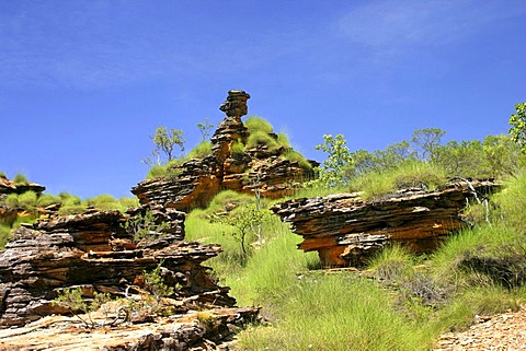 Rock formations, spinifex grass, Hidden Valley, Mirima National Park, Kununurra, Kimberley, Northwest Australia