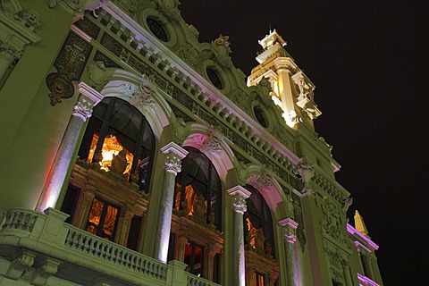 Opera Monte Carlo, with a view into the auditorium, architect Charles Garnier, Principality of Monaco, the Cote d'Azur, Mediterranean, Europe