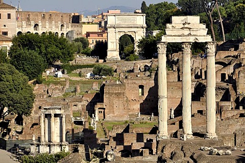 Temple of Vesta, Arch of Titus, Temple of Castor and Pollux, Forum Romanum, Roman Forum, Rome, Lazio, Italy, EuropeEurope