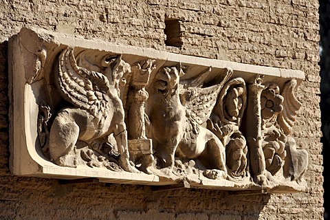 Relief with winged dogs, Domus Augustana, Palatine Hill, Rome, Lazio, Italy, Europe