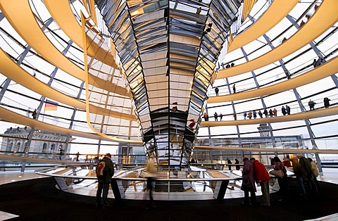 Glass dome of the Reichtstag building, Berlin, Germany, Europe