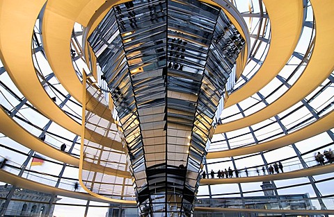 Glass dome of the Reichtstag building, Berlin, Germany, Europe