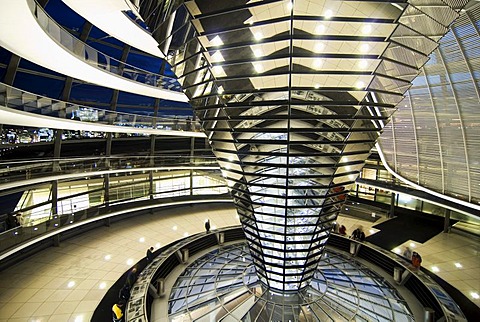 Glass dome of the Reichtstag building, Berlin, Germany, Europe