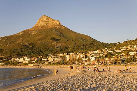 Beach of the Camps Bay suburb, Cape Town, Western Cape, South Africa, Africa