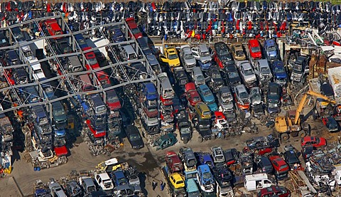 Aerial view, Industriepark Unna Ost industrial area, junkyard, Ruhrgebiet region, North Rhine-Westphalia, Germany, Europe